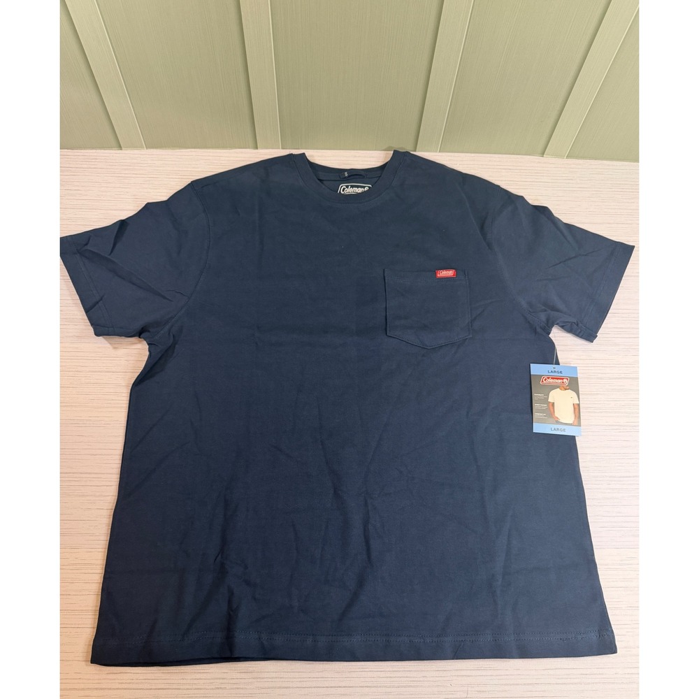 Coleman Mens Large Relaxed Fit Pocket T-Shirt Dark Denim Blue Cotton